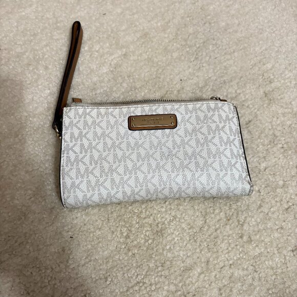 Michael Kors Jet Set Travel Large Wristlet Wallet – Brown MK Logo - Picture 1 of 16